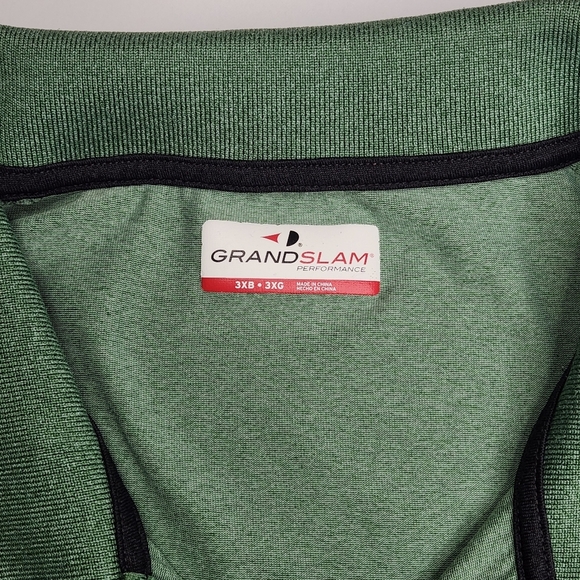 Gland Slam Golf Polo Men 3XB 3XG Heather Green Black Stripe Athleisure - Picture 2 of 8